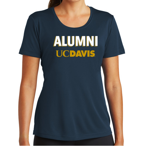  Womens Navy Performance Tee - UC Davis Alumni Line Shadow