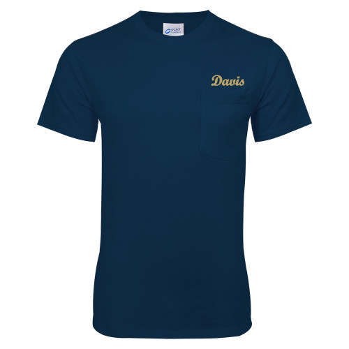  Navy T-Shirt w/Pocket - Script Davis