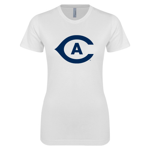  Next Level Womens White Boyfriend Tee - Secondary Athletics Mark