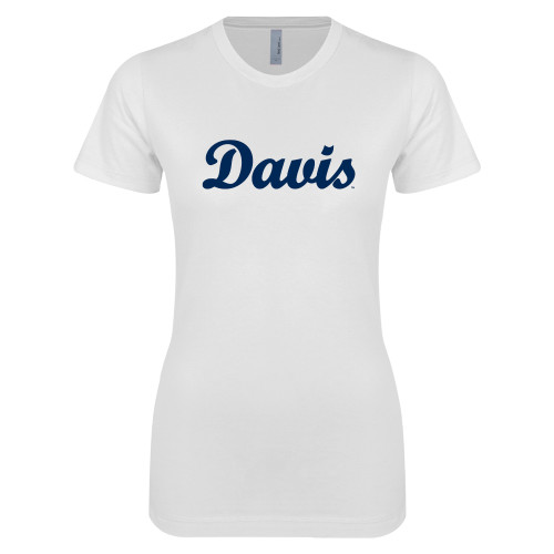  Next Level Womens White Boyfriend Tee - Script Davis