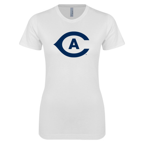  Next Level Womens White Boyfriend Tee - Secondary Athletics Mark