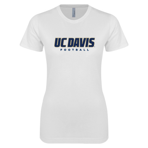  Next Level Womens White Boyfriend Tee - Football