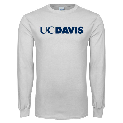  White Long Sleeve T Shirt - UC DAVIS
