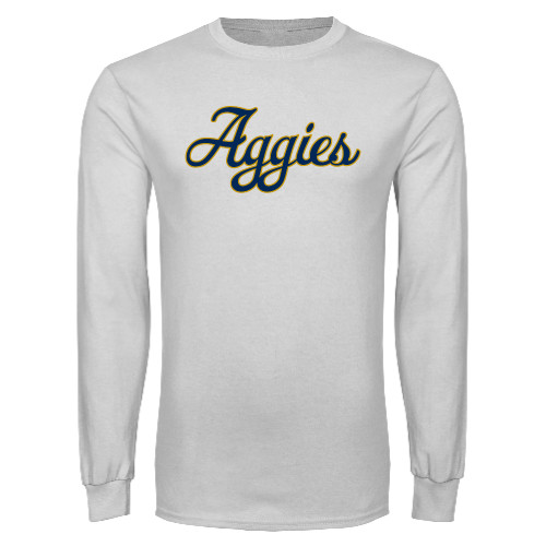  White Long Sleeve T Shirt - Aggies Script