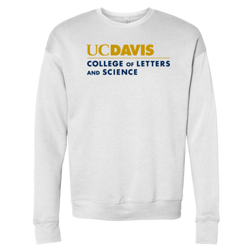  Bella + Canvas White Fleece Crew - UC Davis College of Letters and Science Flat
