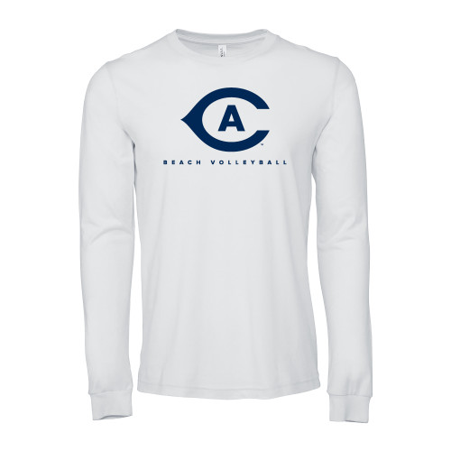  Bella + Canvas White Jersey Cotton Long Sleeve T Shirt - Beach Volleyball