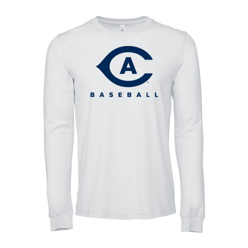  Bella + Canvas White Jersey Cotton Long Sleeve T Shirt - Baseball