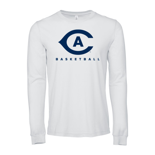  Bella + Canvas White Jersey Cotton Long Sleeve T Shirt - Basketball