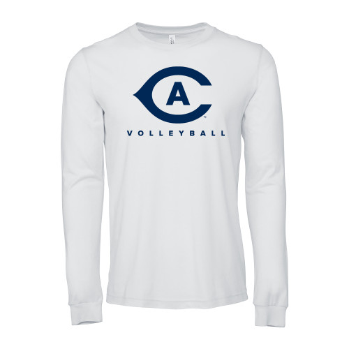  Bella + Canvas White Jersey Cotton Long Sleeve T Shirt - Volleyball