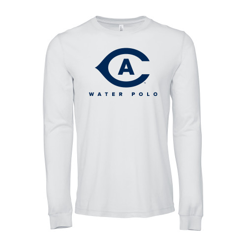  Bella + Canvas White Jersey Cotton Long Sleeve T Shirt - Water Polo