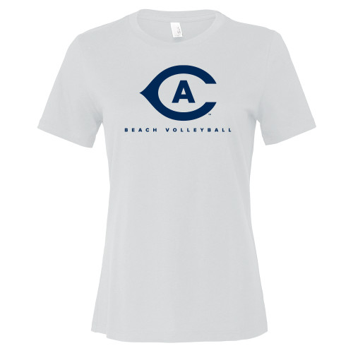  Bella + Canvas Womens White Relaxed Cotton T Shirt - Beach Volleyball