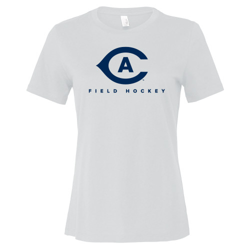  Bella + Canvas Womens White Relaxed Cotton T Shirt - Field Hockey