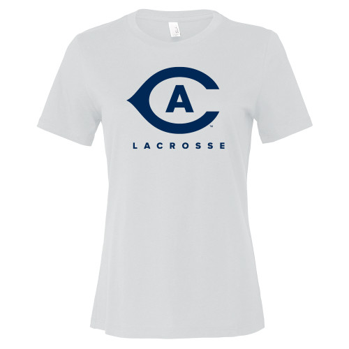  Bella + Canvas Womens White Relaxed Cotton T Shirt - Lacrosse