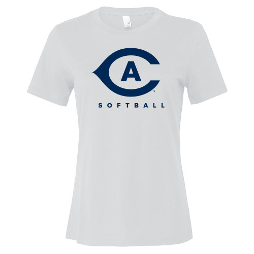  Bella + Canvas Womens White Relaxed Cotton T Shirt - Softball
