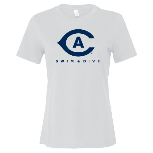  Bella + Canvas Womens White Relaxed Cotton T Shirt - Swim and Dive