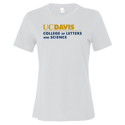  Bella + Canvas Womens White Relaxed Cotton T Shirt - UC Davis College of Letters and Science Flat