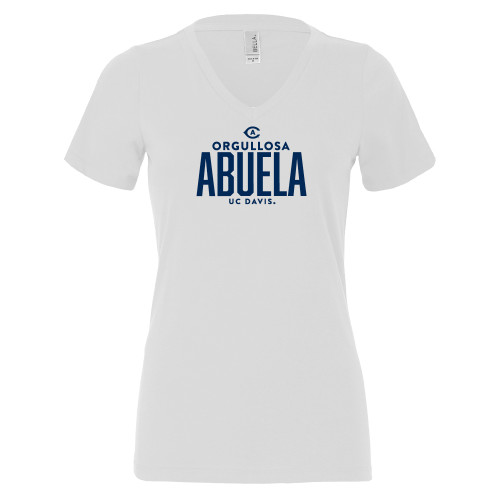 Bella + Canvas Womens White V Neck Cotton T Shirt - UC Davis Orgullosa Abuela