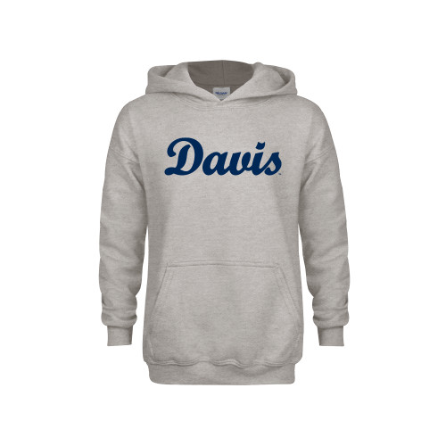  Youth Grey Fleece Hood - Script Davis