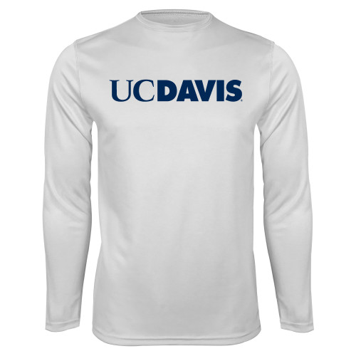  White Performance Long Sleeve Shirt - UC DAVIS