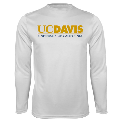  White Performance Long Sleeve Shirt - UC DAVIS U of C