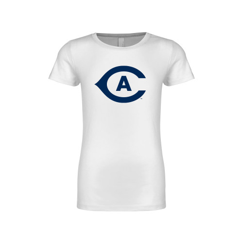  Next Level Girls White Fashion Fit T Shirt - Secondary Athletics Mark