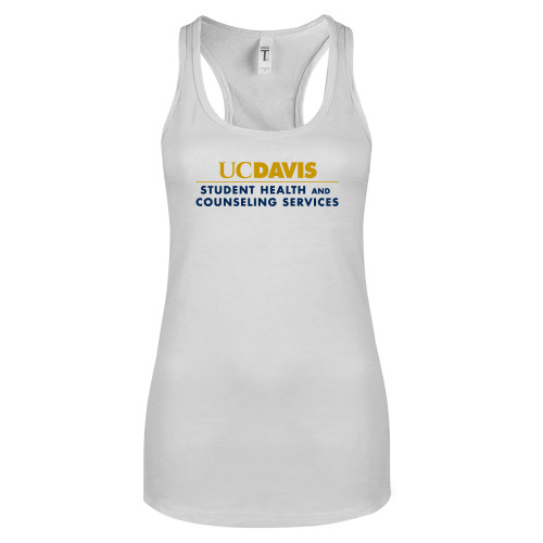  Next Level Racerback Tank White - UC Davis Student Health and Counseling Services Centered