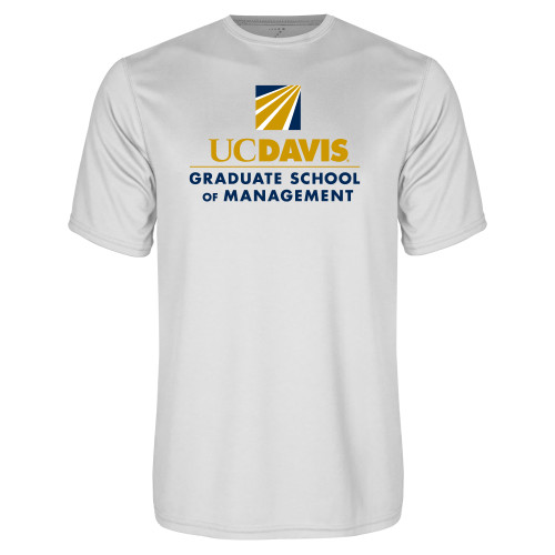  White Performance Tee - Graduate School of Management Stacked