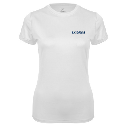  Womens White Performance Tee - UC DAVIS
