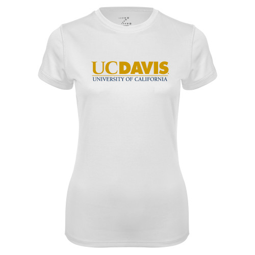  Womens White Performance Tee - UC DAVIS U of C