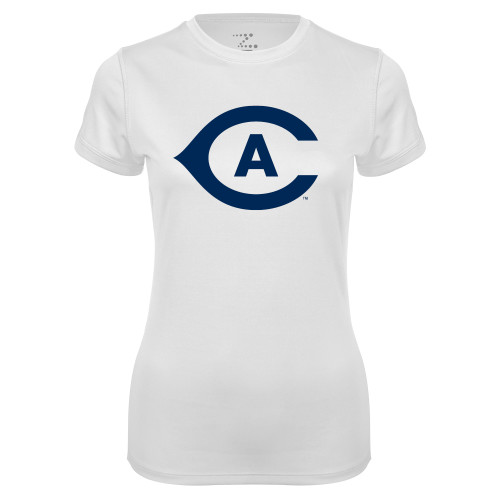  Womens White Performance Tee - Secondary Athletics Mark