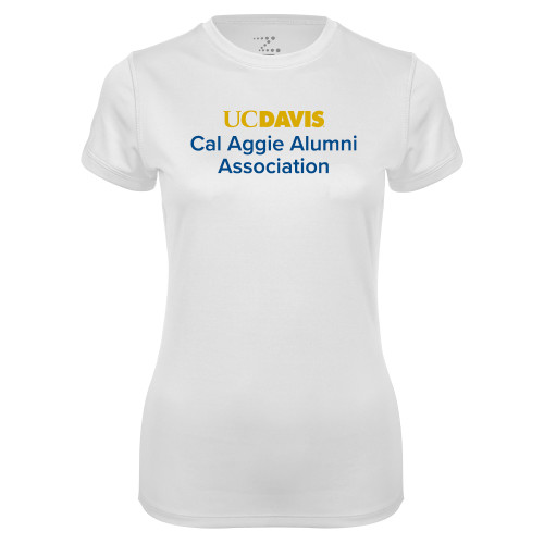  Womens White Performance Tee - UC Davis Cal Aggie Alumni Association