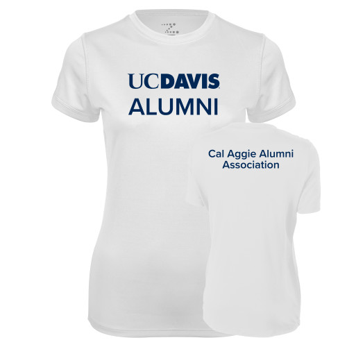 Womens White Performance Tee - UC Davis Alumni