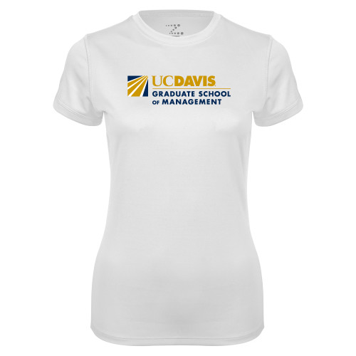  Womens White Performance Tee - Graduate School of Management Flat