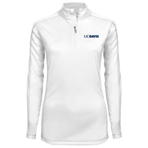  Syntrel Womens White Interlock 1/4 Zip - UC DAVIS