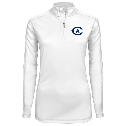  Syntrel Womens White Interlock 1/4 Zip - Secondary Athletics Mark