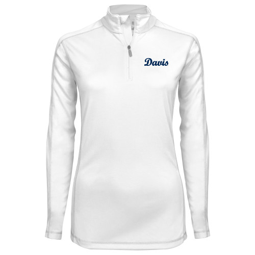  Syntrel Womens White Interlock 1/4 Zip - Script Davis