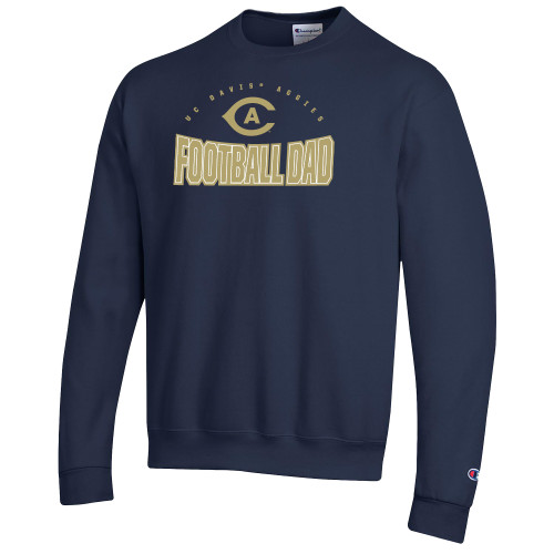  Champion Navy Fleece Crew - UC Davis Aggies Football Dad