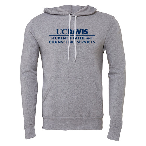  Bella + Canvas Heather Grey Fleece Hood - UC Davis Student Health and Counseling Services Centered