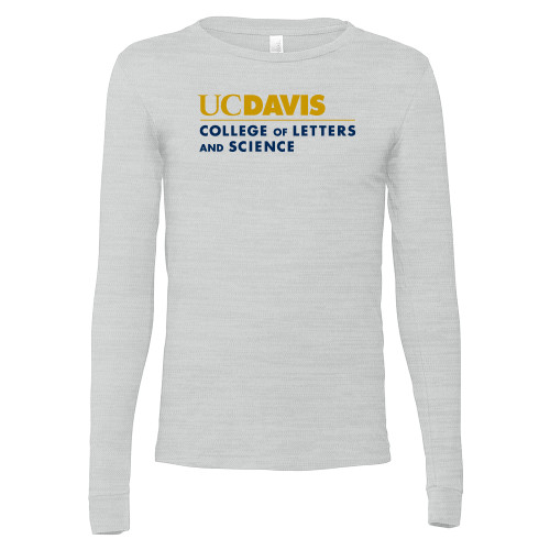  Bella + Canvas Ash Grey Jersey Cotton Long Sleeve T Shirt - UC Davis College of Letters and Science Flat