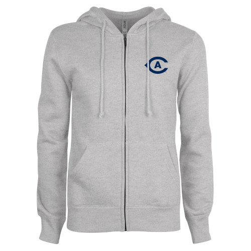  ENZA Womens Grey Fleece Full Zip Hoodie - Secondary Athletics Mark