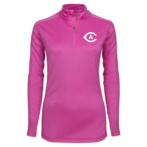  Syntrel Womens Raspberry Interlock 1/4 Zip - Secondary Athletics Mark