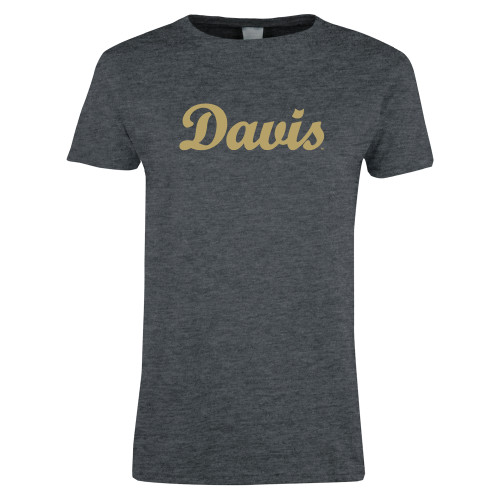  Womens Dark Heather Short Sleeve Tee - Script Davis