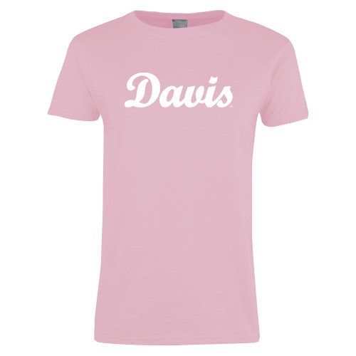  Womens Pink Short Sleeve Tee - Script Davis