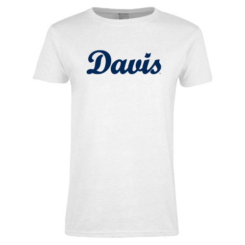  Womens White Short Sleeve Tee - Script Davis