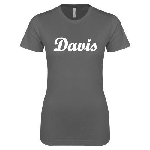  Next Level Womens Charcoal Boyfriend Tee - Script Davis