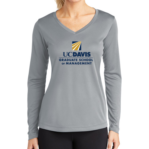 Main Image for  Womens Grey Performance Long Sleeve V Neck Shirt