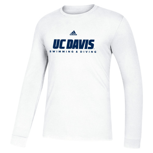  Adidas White Fresh Long Sleeve Tee - ADIDAS - UC Davis Swimming and Diving