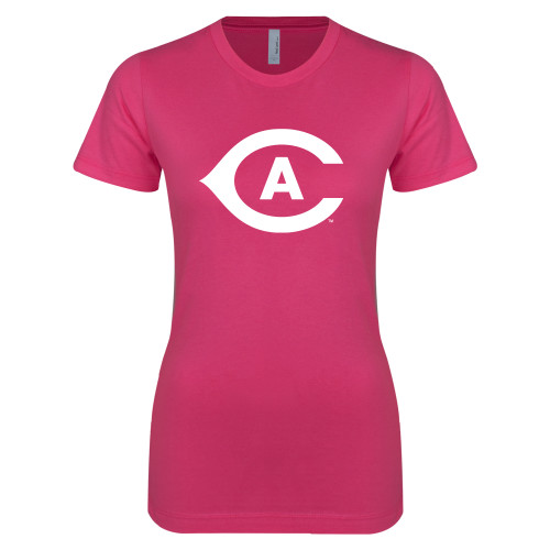  Next Level Womens Fuchsia Boyfriend Tee - Secondary Athletics Mark