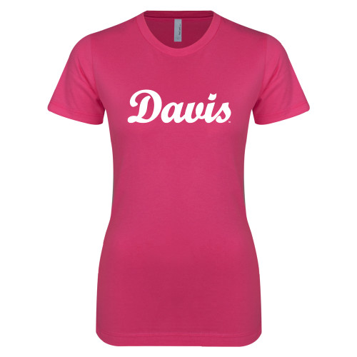  Next Level Womens Fuchsia Boyfriend Tee - Script Davis