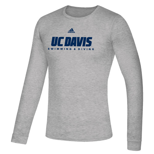  Adidas Medium Grey Heather Creator Performance Long Sleeve Tee - ADIDAS - UC Davis Swimming and Diving